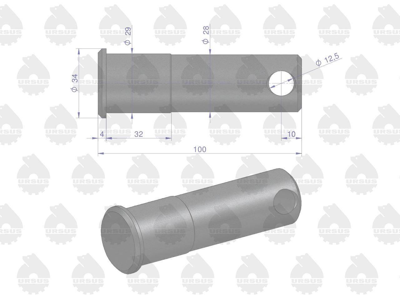 Sworzeń wspornika cięgieł dolnych C-360 ORYGINAŁ URSUS 50550030U - zdjęcie 2