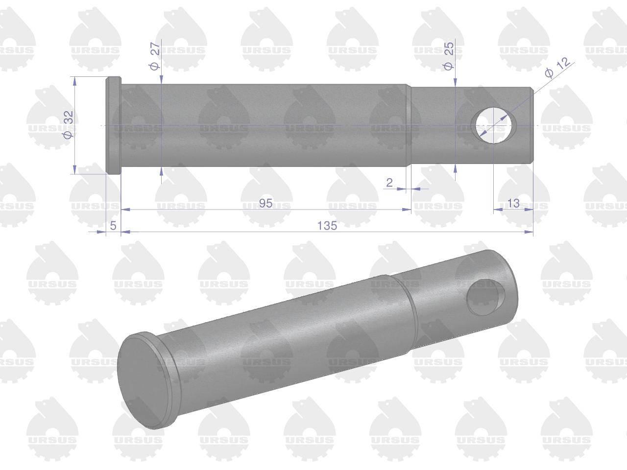 Sworzeń widłaka zaczepu polowego C-330 C-360 ORYGINAŁ URSUS 50676370U - zdjęcie 2