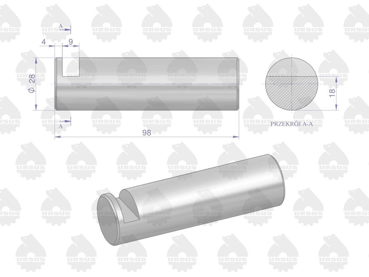 Sworzeń widełek C-385 ORYGINAŁ URSUS 80455012U - zdjęcie 2