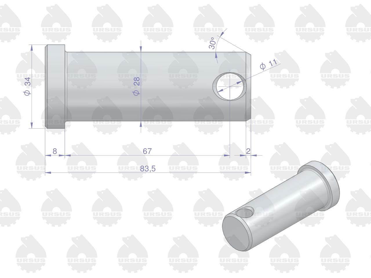 Sworzeń mocowania jarzma 80453072 C-385 ORYGINAŁ URSUS 83453044U - zdjęcie 2