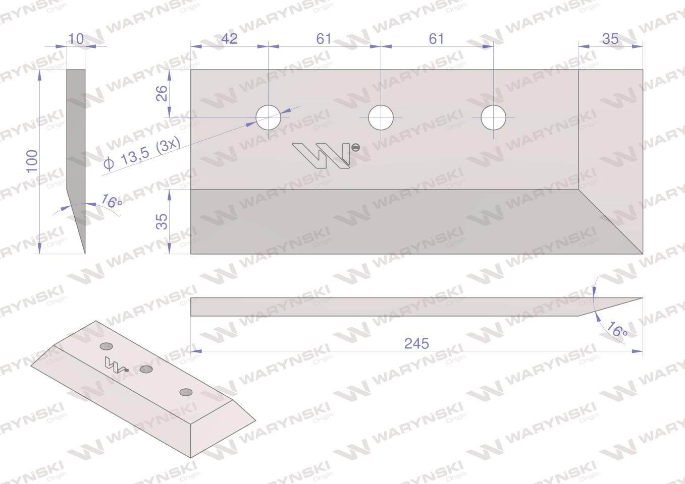 Lemiesz specjalny 100X245 Nóż Zagęszczarka Aglomerator do folii Waryński - zdjęcie 2