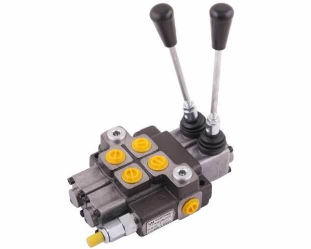 Rozdzielacz hydrauliczny 2-sekcyjny max przepływ 40L (1 sekcja - z zatrzask