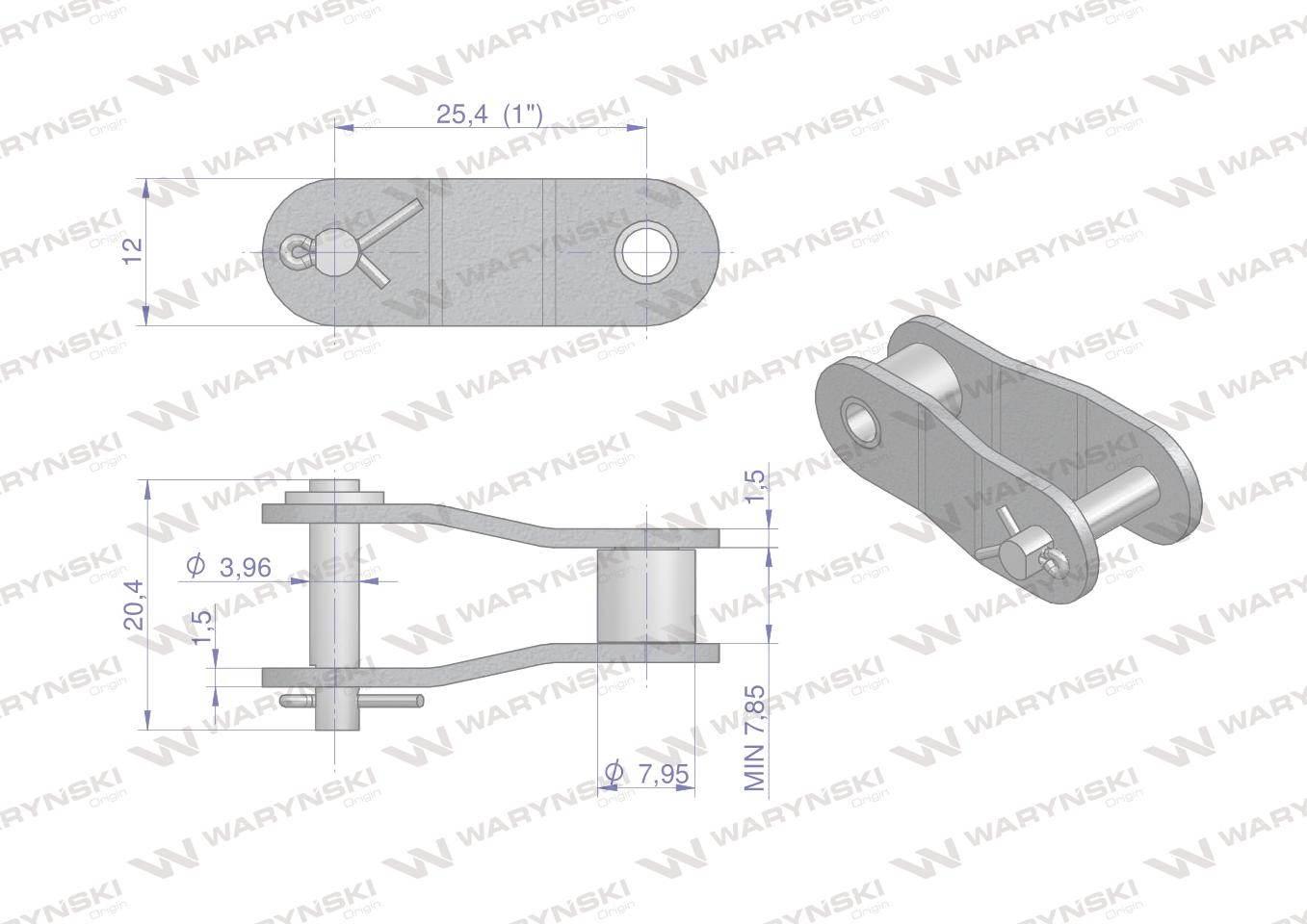 Półogniwo łańcucha 2040 208A (R1 1) Waryński W-P208A - zdjęcie 2