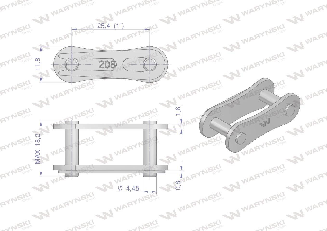 Zamek łańcucha 208B (R1 1) Waryński W-Z208B - zdjęcie 2