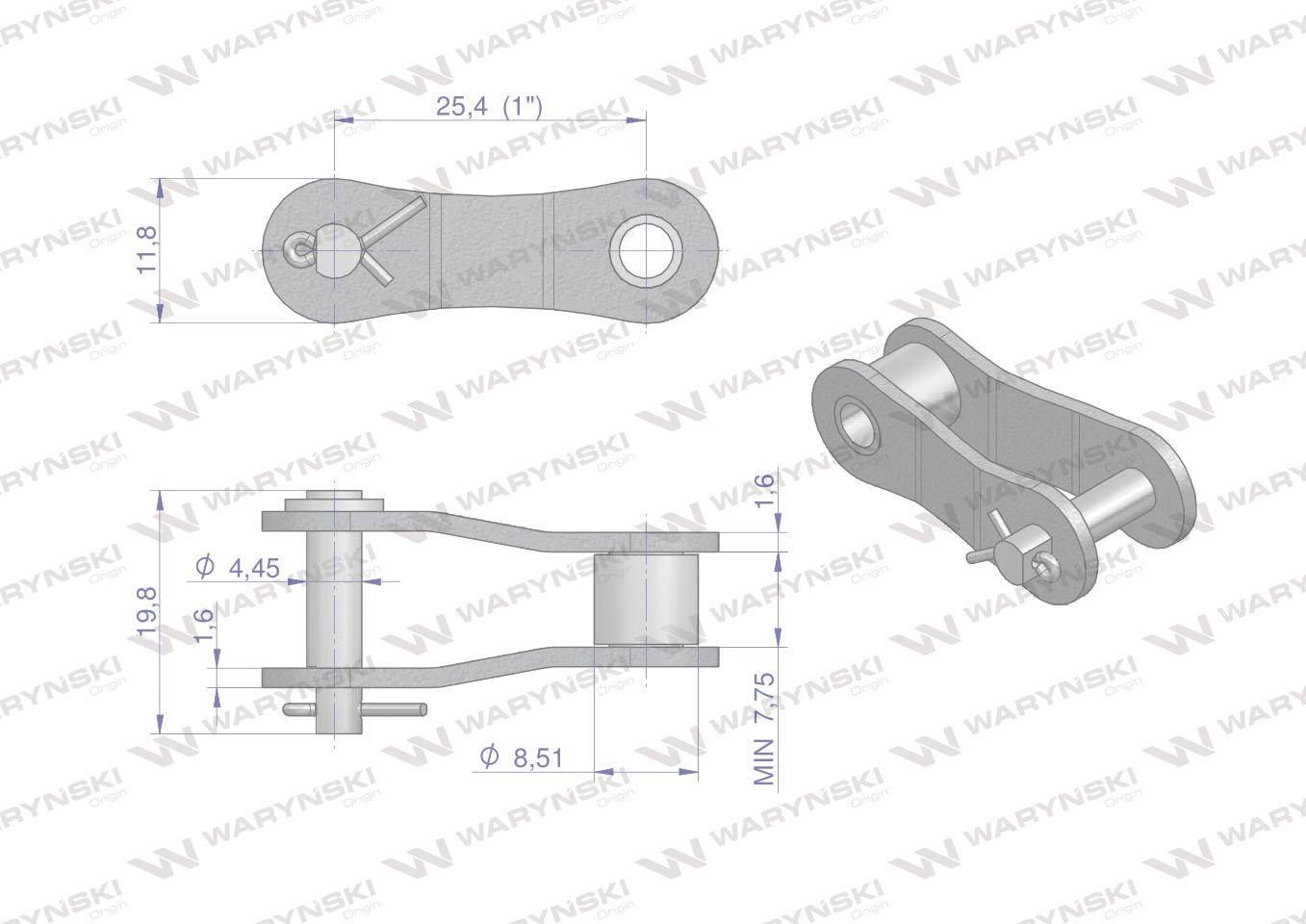Półogniwo łańcucha 208B (R1 1) Waryński W-P208B - zdjęcie 2