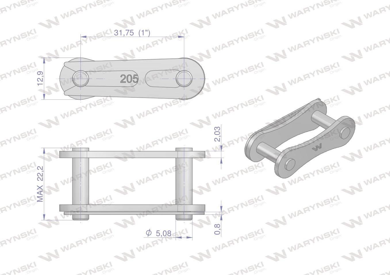Zamek łańcucha 2050 210A (R1 1.1/4) Waryński W-Z210A - zdjęcie 2