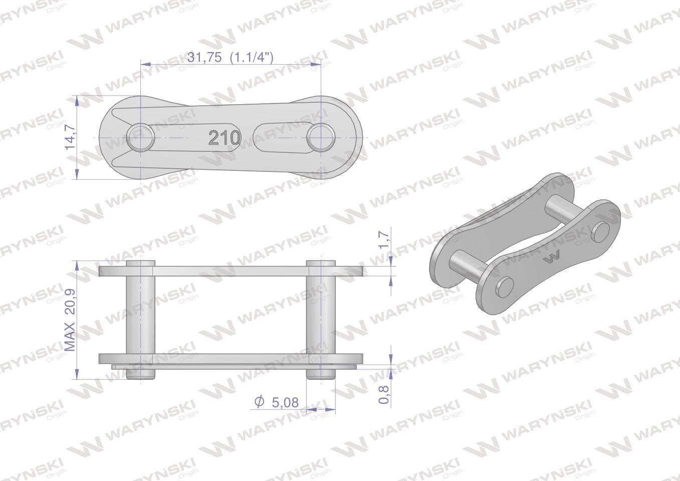 Zamek łańcucha 210B (R1 1.1/4) Waryński W-Z210B - zdjęcie 2