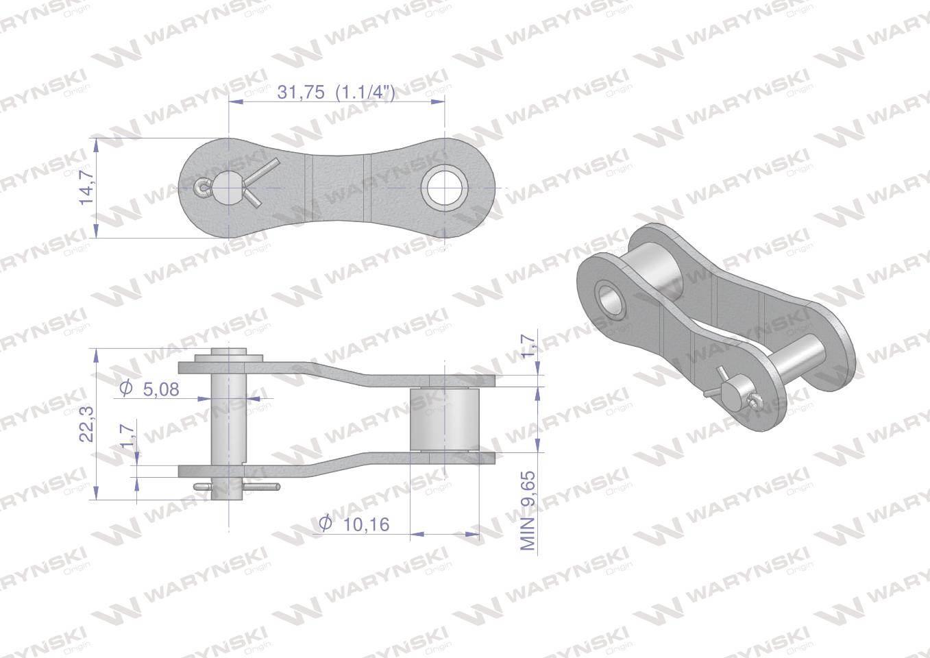 Półogniwo łańcucha 210B (R1 1.1/4) Waryński W-P210B - zdjęcie 2