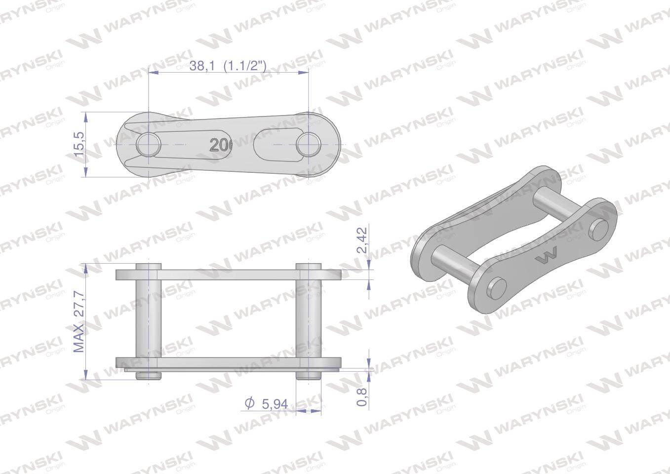Zamek łańcucha 2060 212A (R1 1.1/2) Waryński W-Z212A - zdjęcie 2