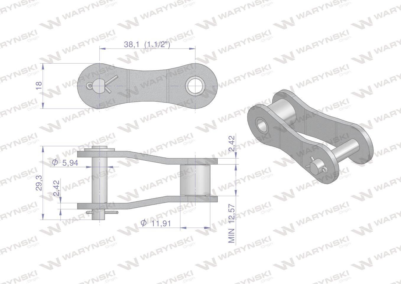 Półogniwo łańcucha 2060 212A (R1 1.1/2) Waryński W-P212A - zdjęcie 2