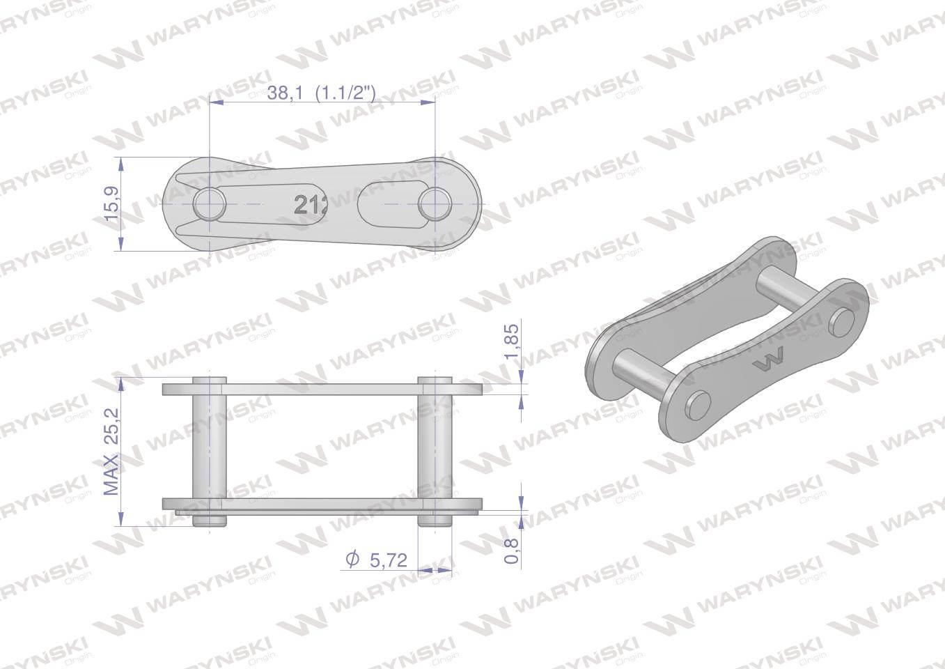 Zamek łańcucha 212B (R1 1.1/2) Waryński W-Z212B - zdjęcie 2