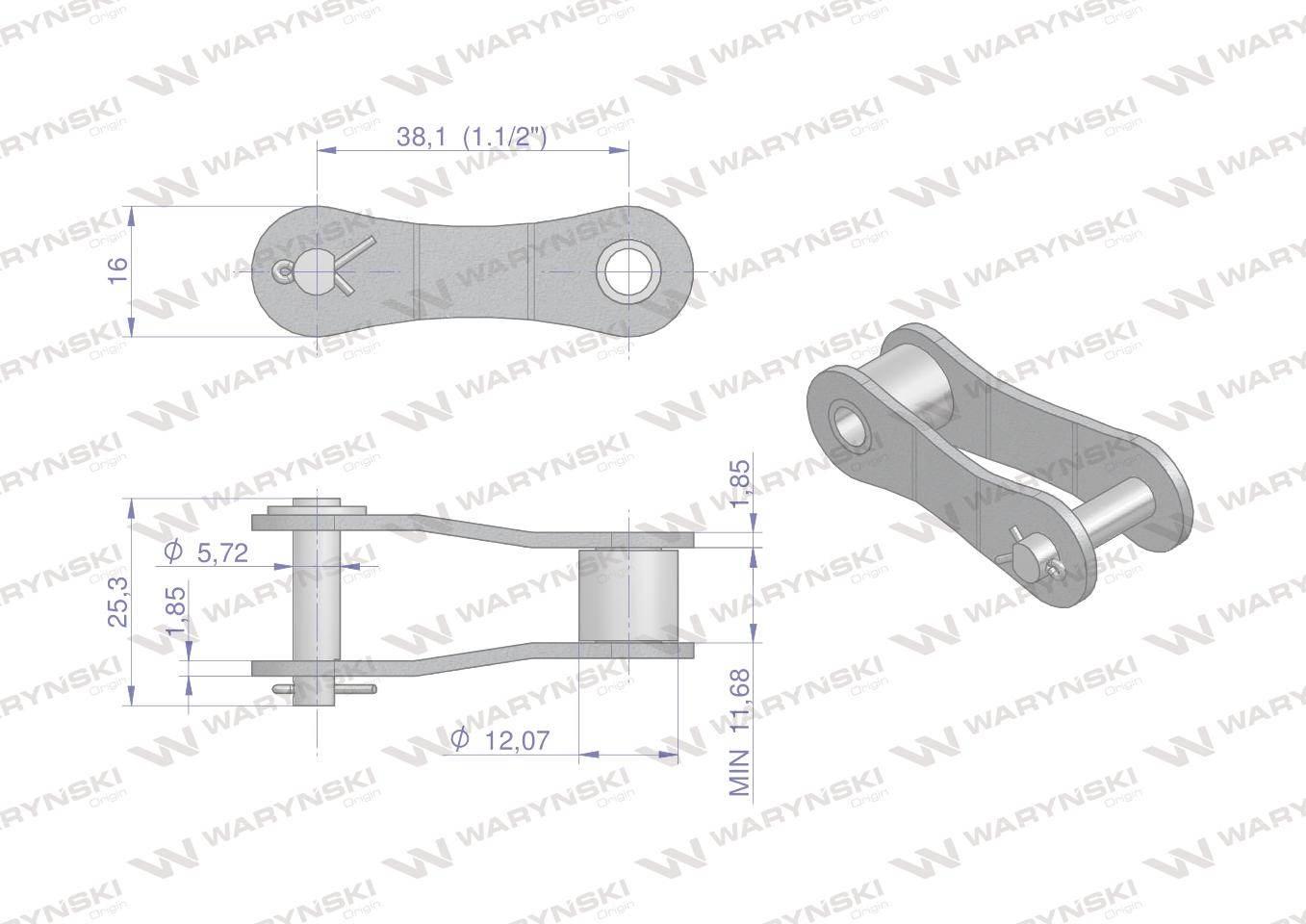 Półogniwo łańcucha 212B (R1 1.1/2) Waryński W-P212B - zdjęcie 2