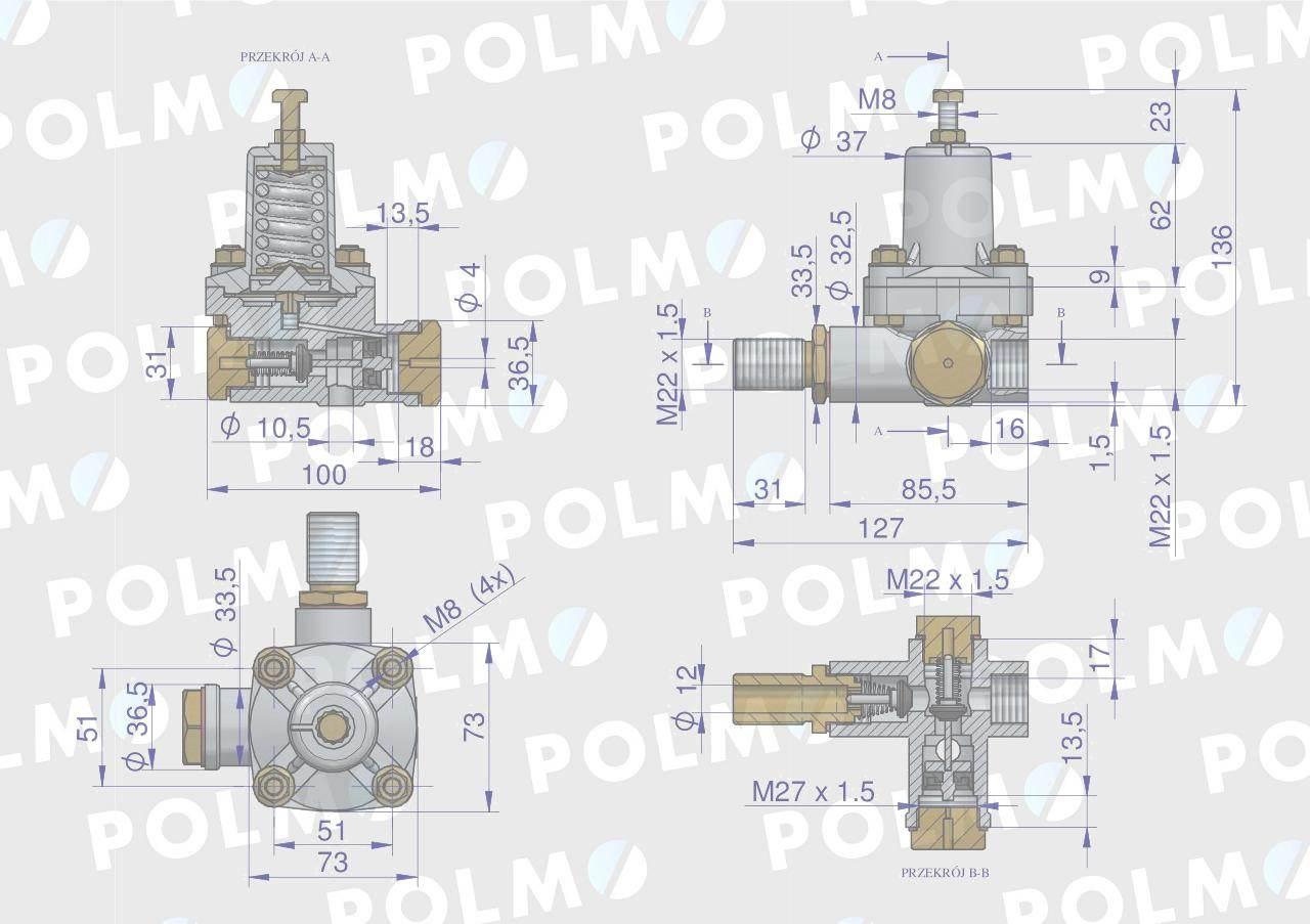 Regulator ciśnienia powietrza 42480170 C-330 C-360 C-385 POLMO 50569050P - zdjęcie 2
