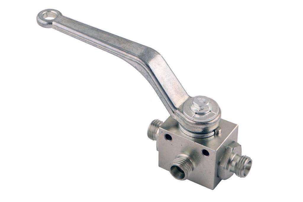 Zawór kulowy hydrauliczny 3-drogowy 3/2 M14x1.5 08L z otworami mocującymi 5