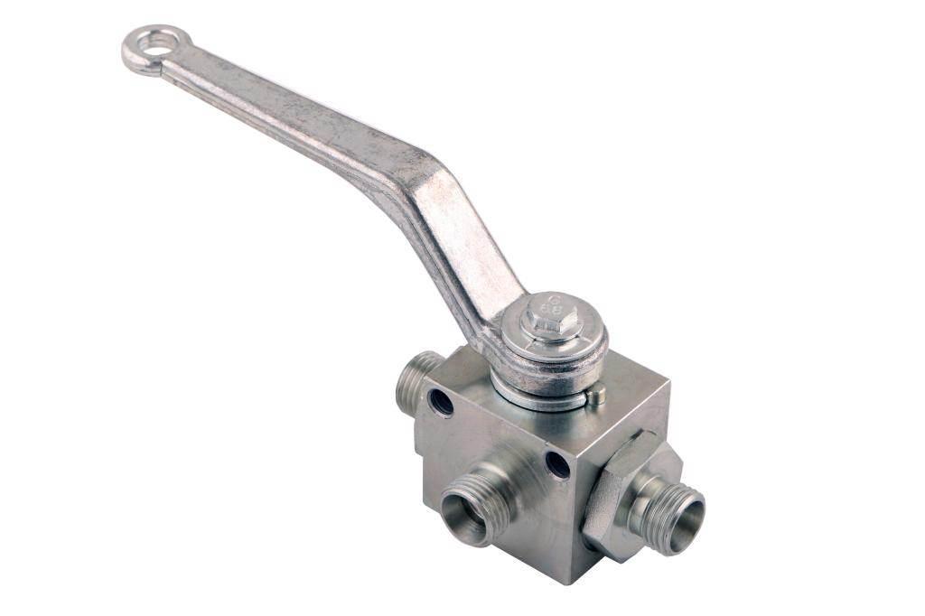 Zawór kulowy hydrauliczny 3-drogowy 3/2 M16x1.5 10L z otworami mocującymi 5