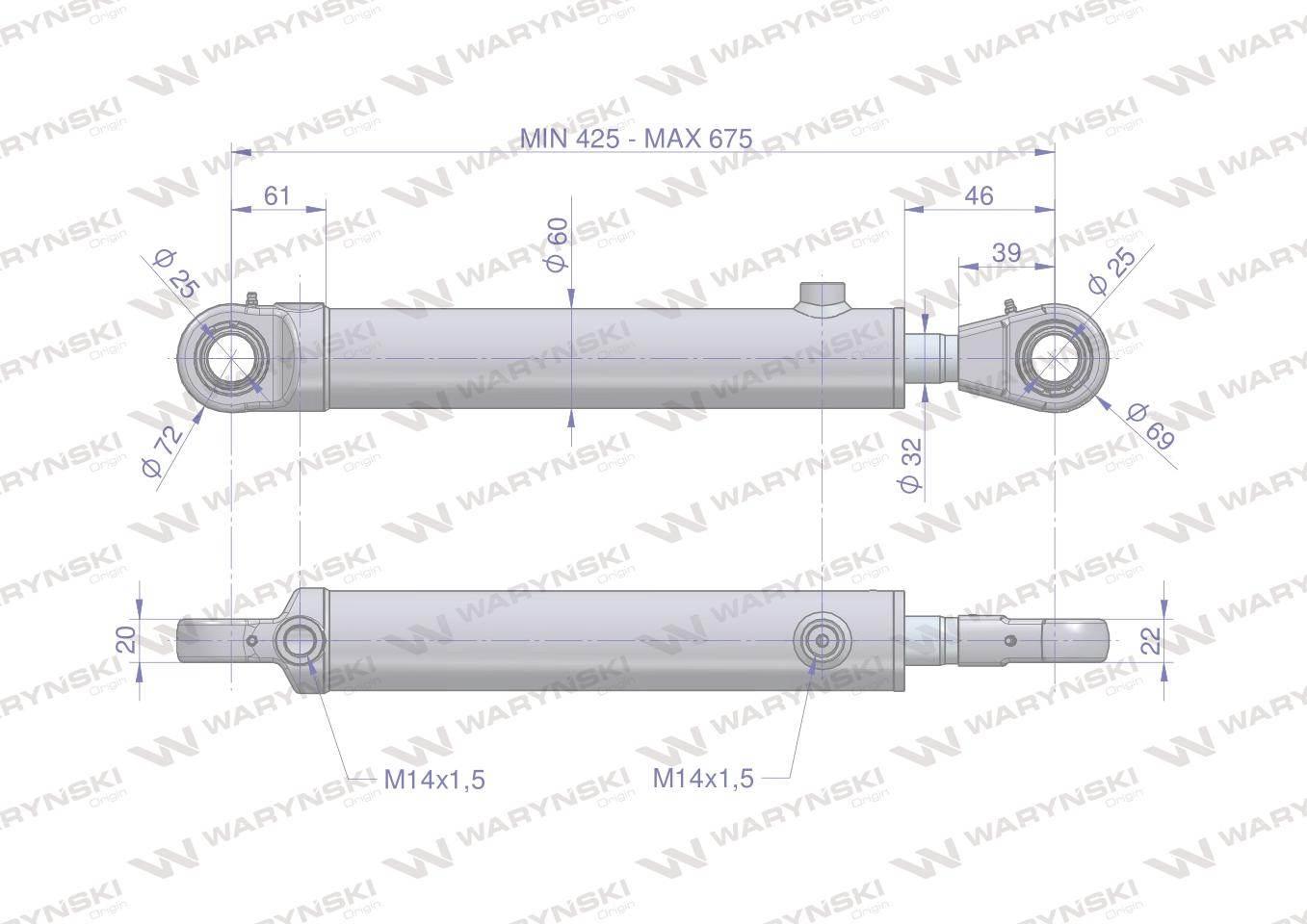 Cylinder hydrauliczny - siłownik jednostronny pomocniczy do Zetor (SMN2RT.5 - zdjęcie 2