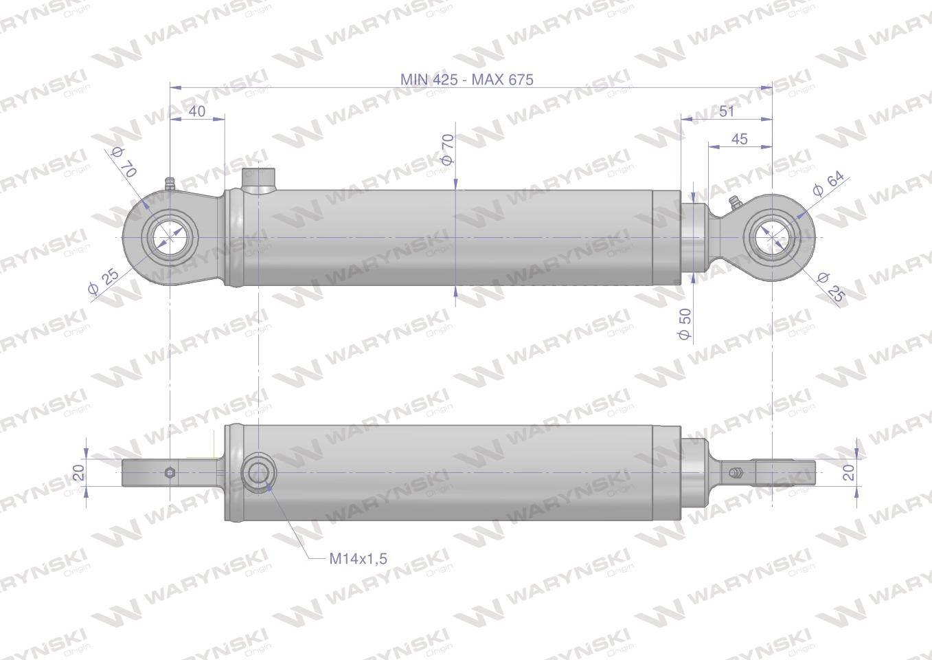Cylinder hydrauliczny - siłownik jednostronny pomocniczy do Zetor (SMN.50.2 - zdjęcie 2