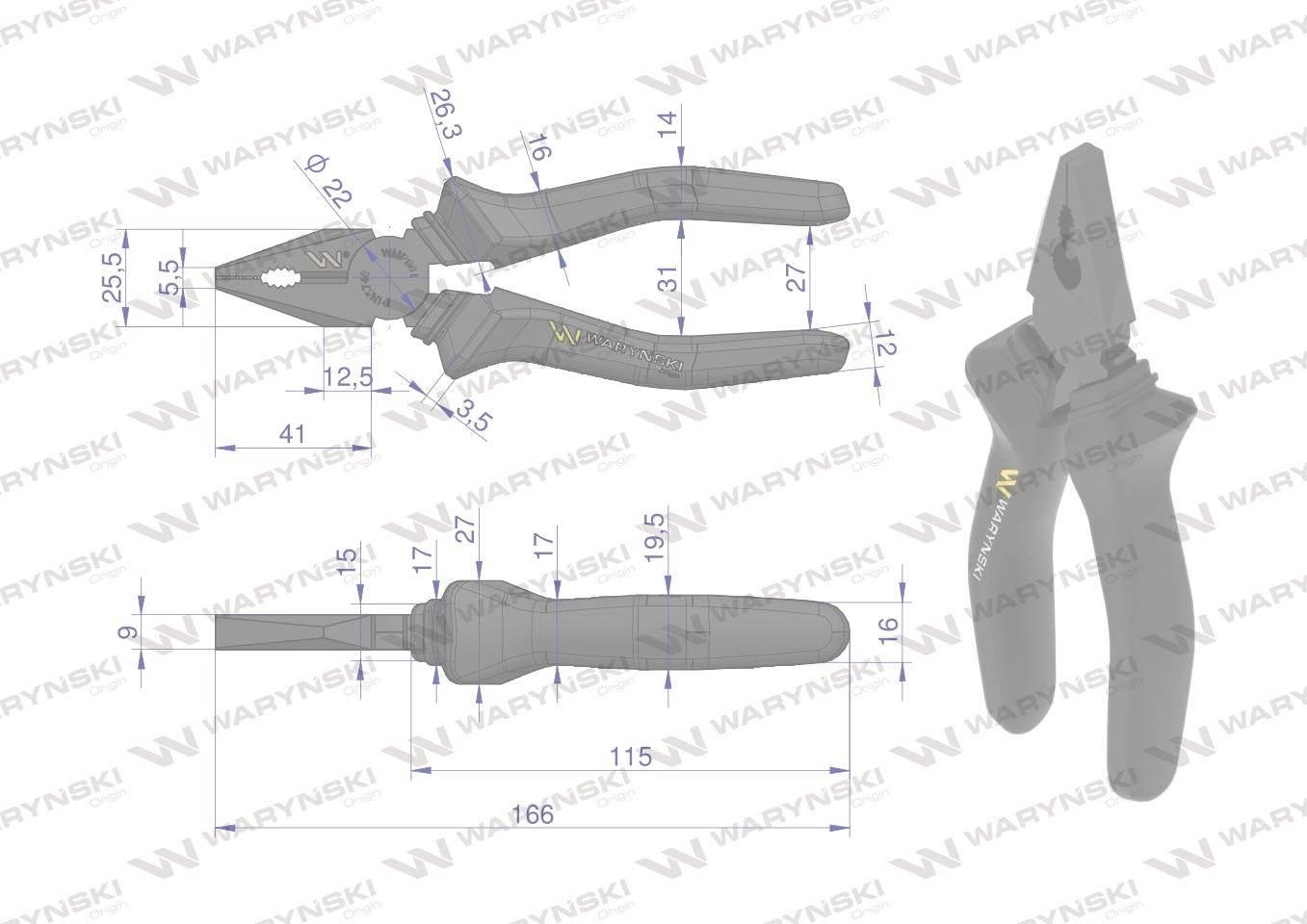 Szczypce uniwersalne 160 mm Waryński WMP001 - zdjęcie 3