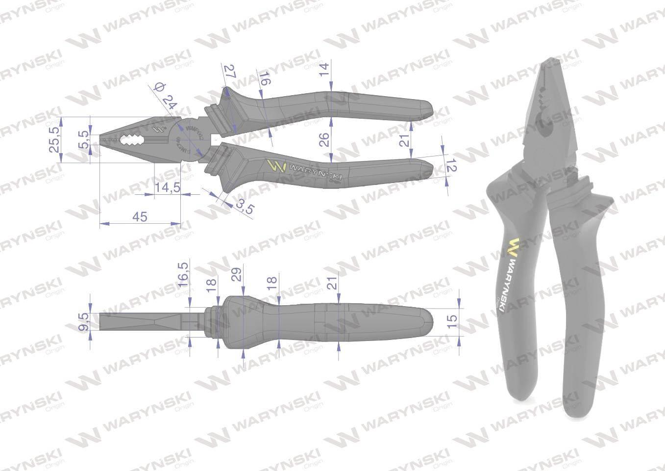 Szczypce uniwersalne 180 mm Waryński WMP002 - zdjęcie 3