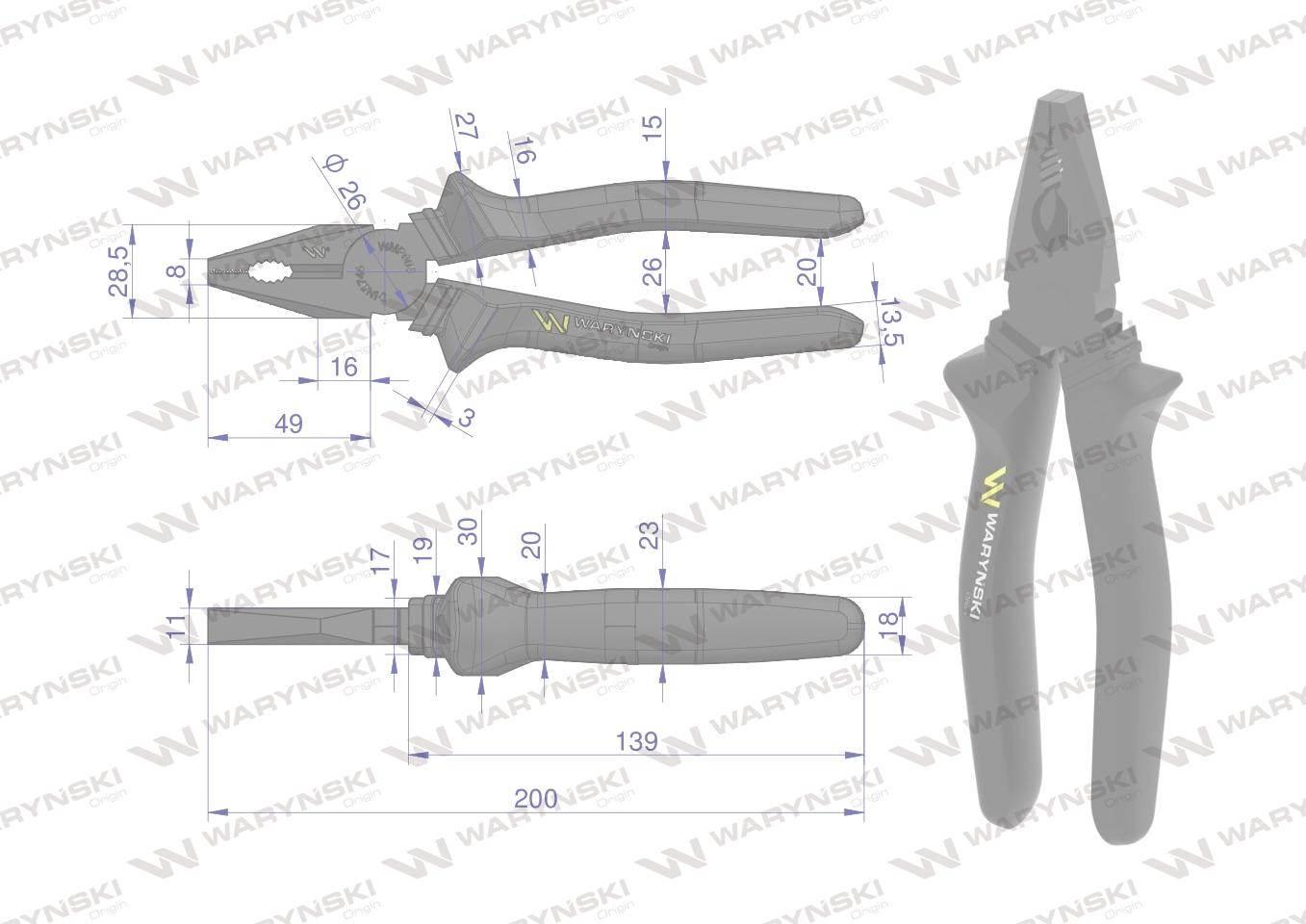 Szczypce uniwersalne 200 mm Waryński WMP003 - zdjęcie 3