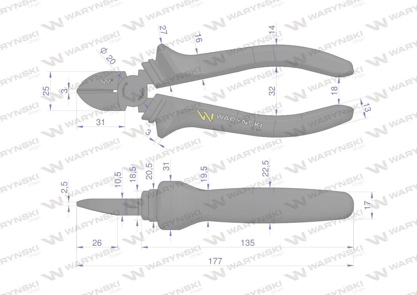 Szczypce boczne 180 mm Waryński WMP008 - zdjęcie 3