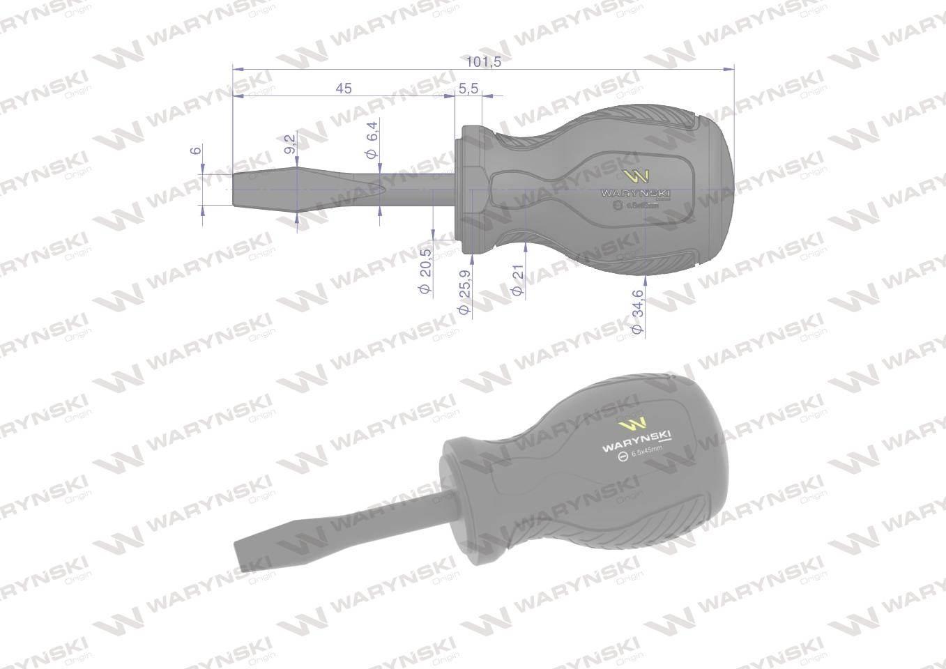 Wkrętak płaski 6.5mm x 45 mm SVCM. Waryński WMW009 - zdjęcie 3