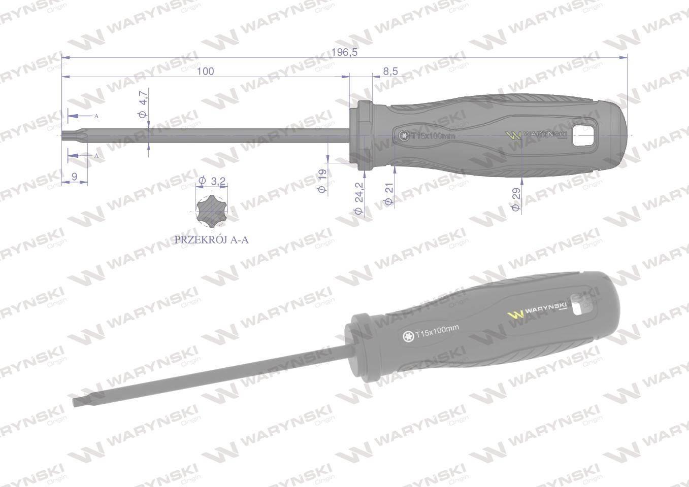Wkrętak T15. 100 mm. stal SVCM. Waryński WMW026 - zdjęcie 3