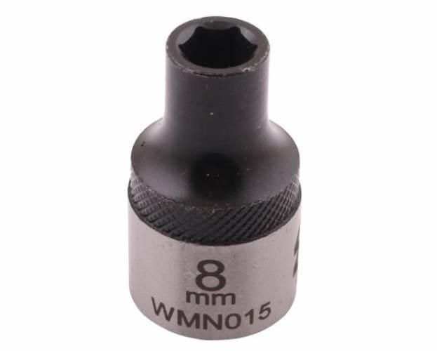 Nasadka sześciokątna 1/2". 8 mm. CrV50BV30. DIN 3124. Waryński WMN015