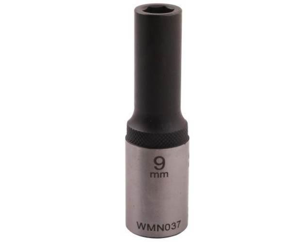 Nasadka sześciokątna 1/2". 9 mm. długa. CrV50BV30. DIN 3124. Waryński