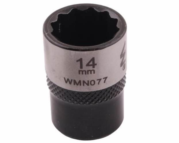 Nasadka dwunastokątna 3/8". 14 mm. CrV50BV30. DIN 3124. Waryński WMN077