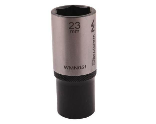 Nasadka sześciokątna 1/2". 23 mm. długa. CrV50BV30. DIN 3124. Waryński