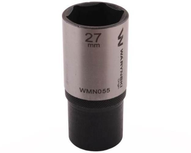 Nasadka sześciokątna 1/2". 27 mm. długa. CrV50BV30. DIN 3124. Waryński