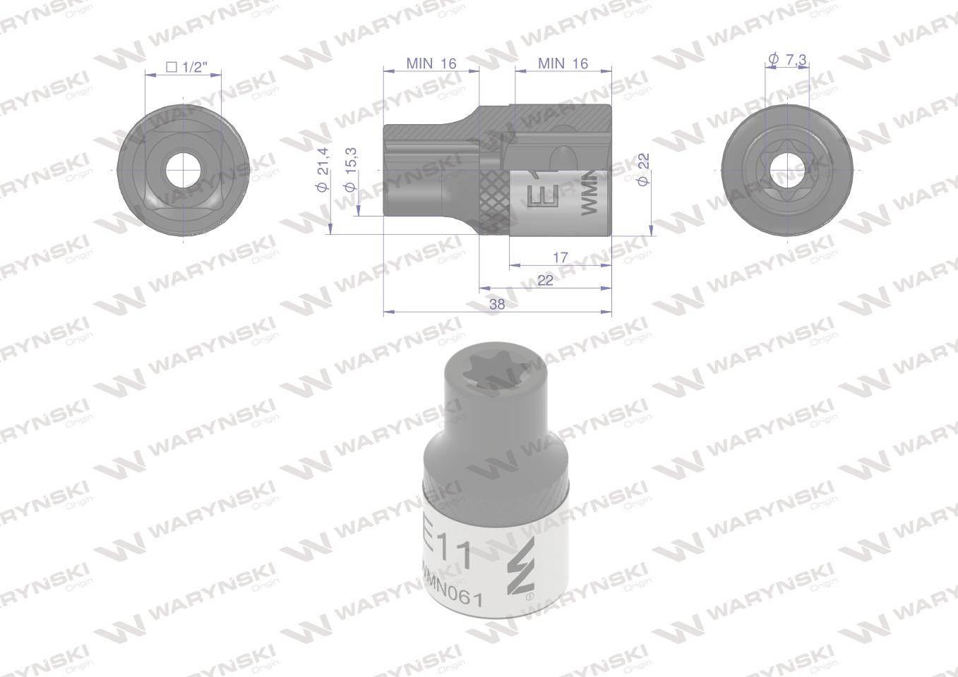 Nasadka star 1/2". E11 CrV50BV30. Waryński WMN061 - zdjęcie 3