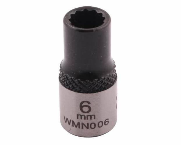 Nasadka dwunastokątna 1/4". 6 mm. CrV50BV30. DIN 3124. Waryński WMN006