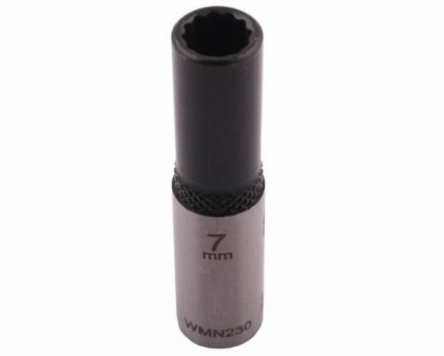 Nasadka dwunastokątna 1/4". 7 mm. długa. CrV50BV30. DIN 3124. Waryński - zdjęcie 3