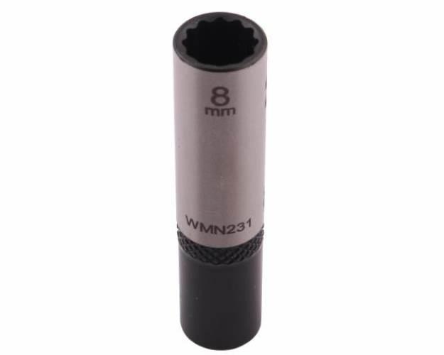 Nasadka dwunastokątna 1/4". 8 mm. długa. CrV50BV30. DIN 3124. Waryński