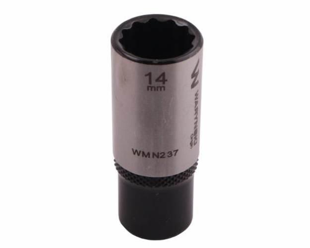 Nasadka dwunastokątna 1/4". 14 mm. długa. CrV50BV30. DIN 3124. Waryński