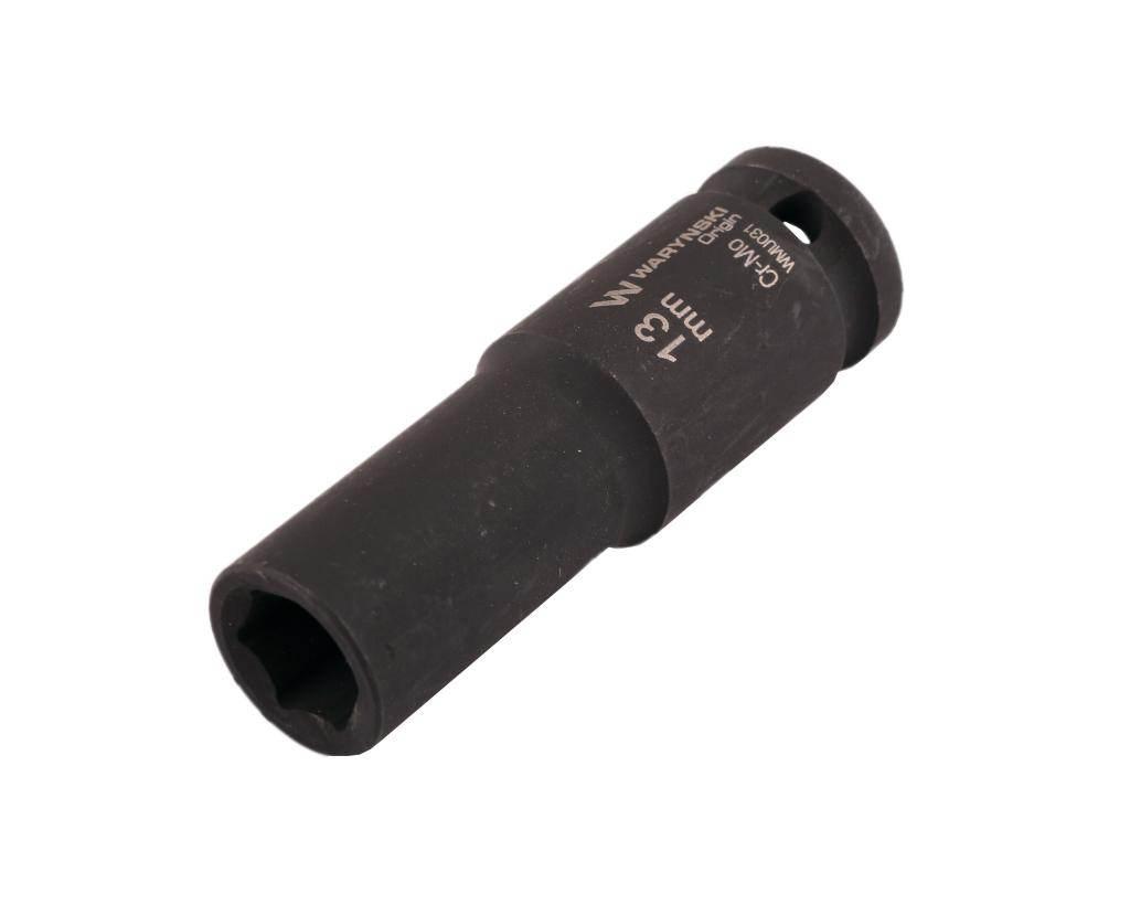 Nasadka udarowa sześciokątna długa 1/2". 13 mm. CrMo. DIN 3129. Waryński