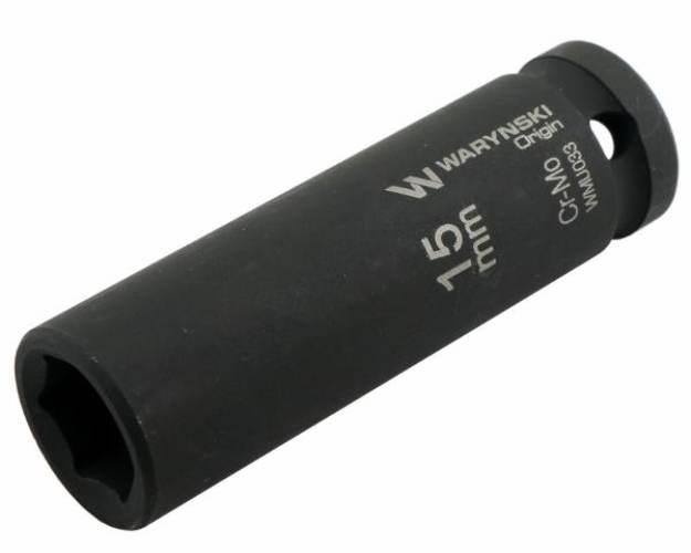 Nasadka udarowa sześciokątna długa 1/2". 15 mm. CrMo. DIN 3129. Waryński