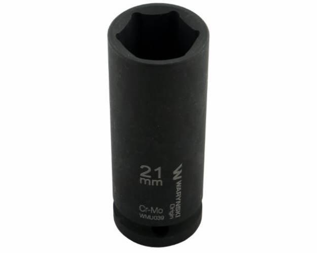 Nasadka udarowa sześciokątna długa 1/2". 21 mm. CrMo. DIN 3129. Waryński