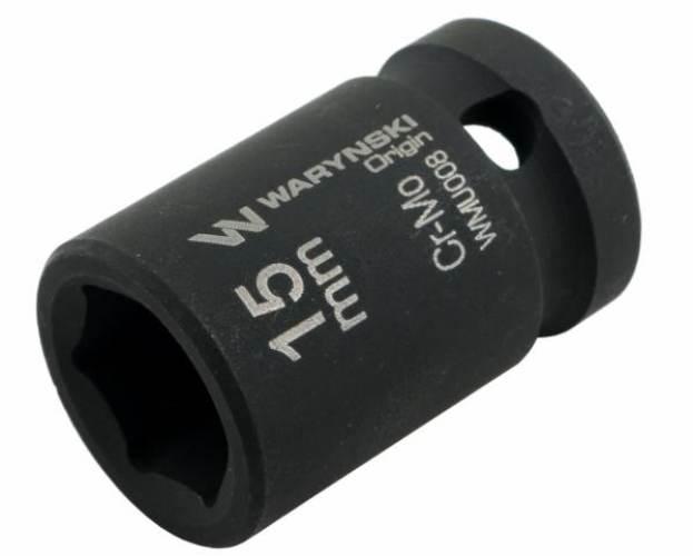 Nasadka udarowa sześciokątna 1/2". 15 mm. CrMo. DIN 3129. Waryński WMU008