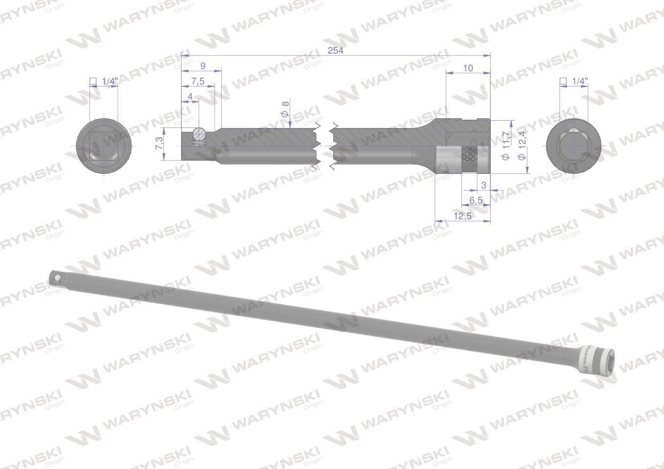 Przedłużka 1/4". 250 mm, Waryński WMN128 - zdjęcie 4