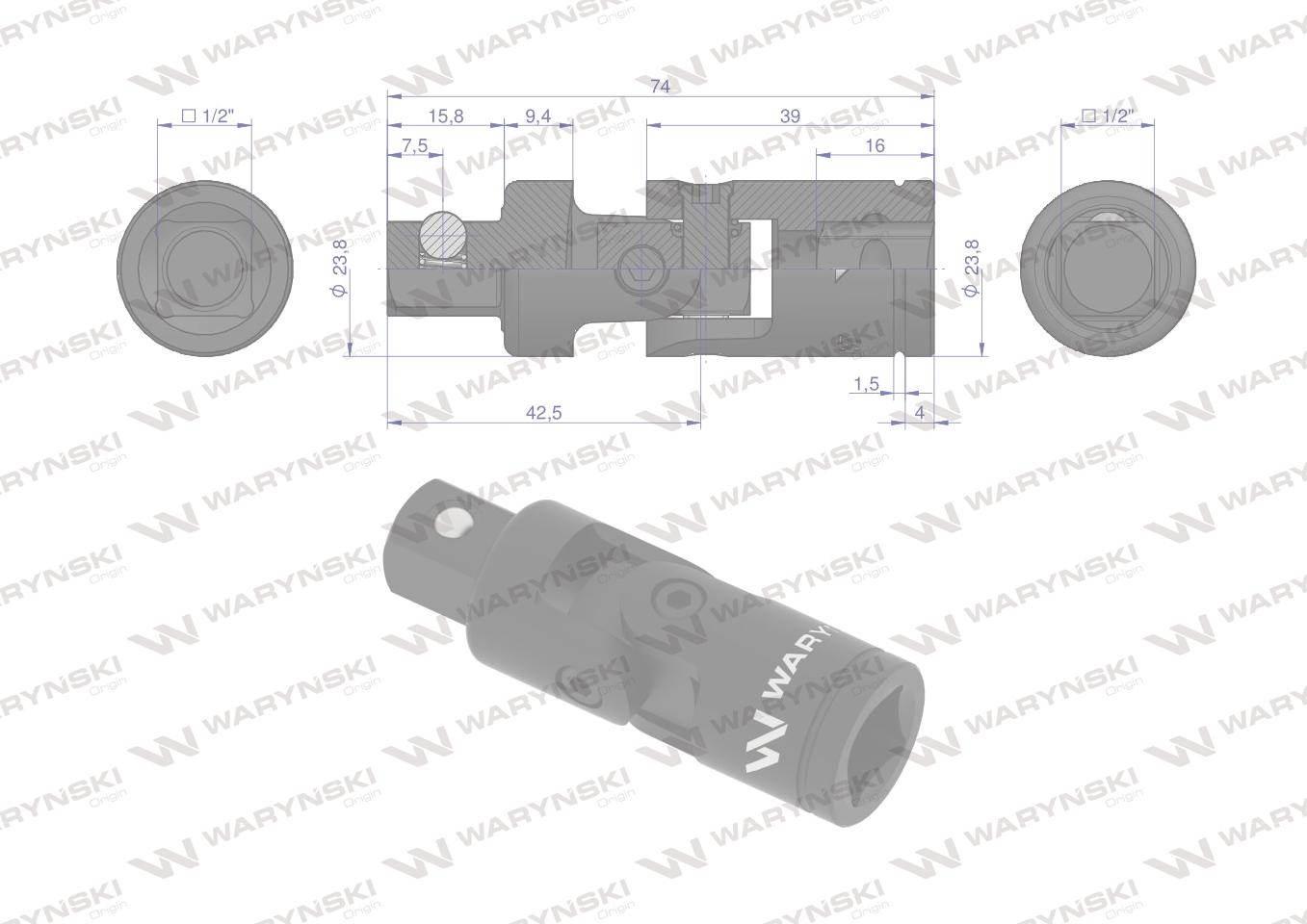 Przegub uniwersalny 1/2", Waryński WMN137 - zdjęcie 2