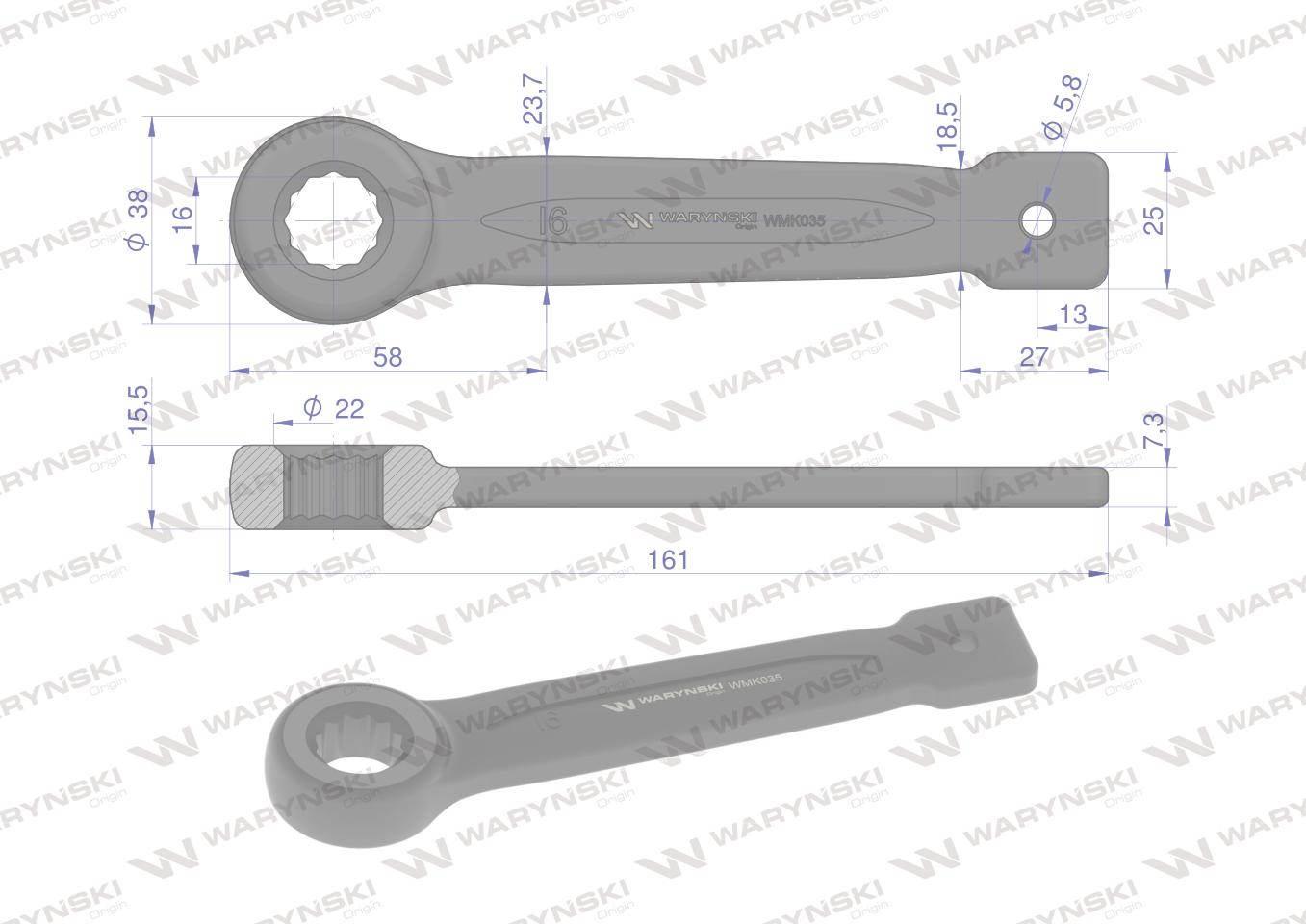 Klucz oczkowy do pobijania 16 mm Waryński WMK035 - zdjęcie 2