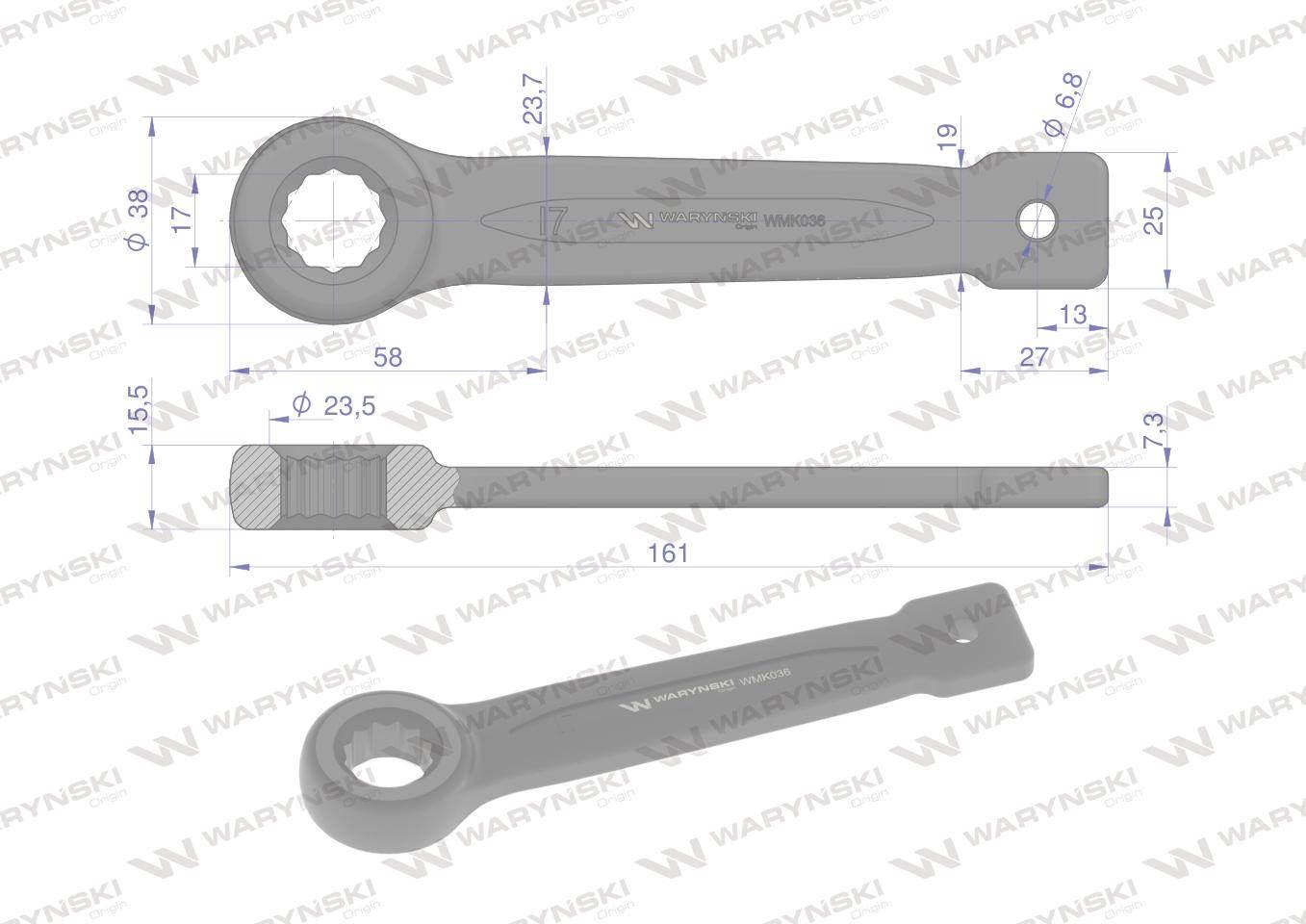 Klucz oczkowy do pobijania 17 mm Waryński WMK036 - zdjęcie 2