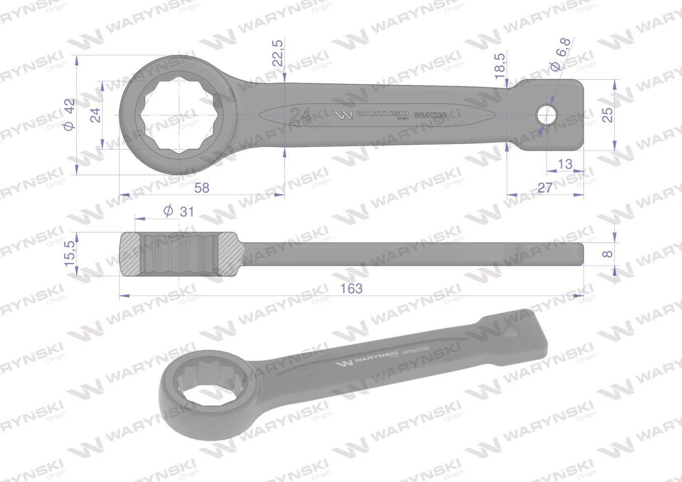 Klucz oczkowy do pobijania 24 mm Waryński WMK039 - zdjęcie 2