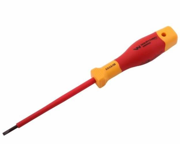 Wkrętak płaski. izolowany 3 x 100 mm. VDE. stal S2, Waryński WMW040