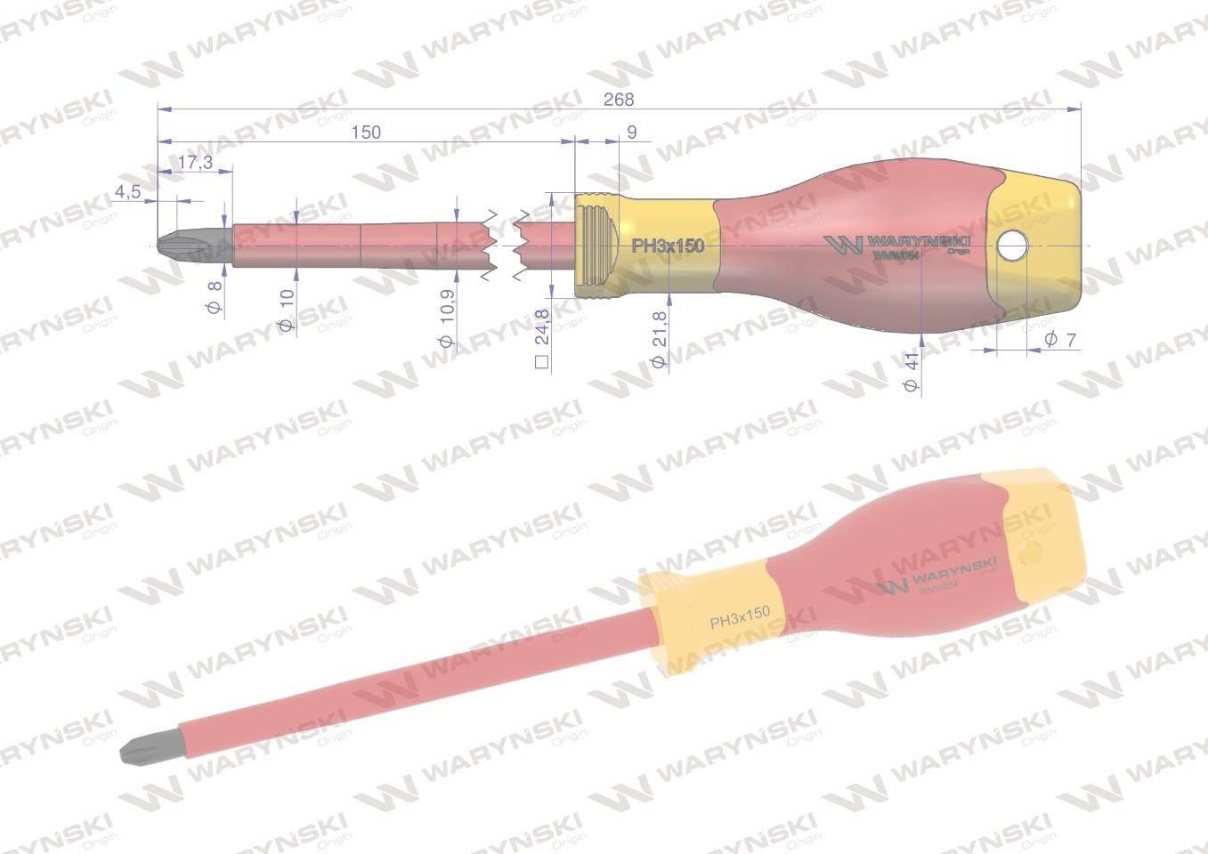 Wkrętak PH3 150 mm izolowany VDE stal S2, Waryński WMW054 - zdjęcie 2
