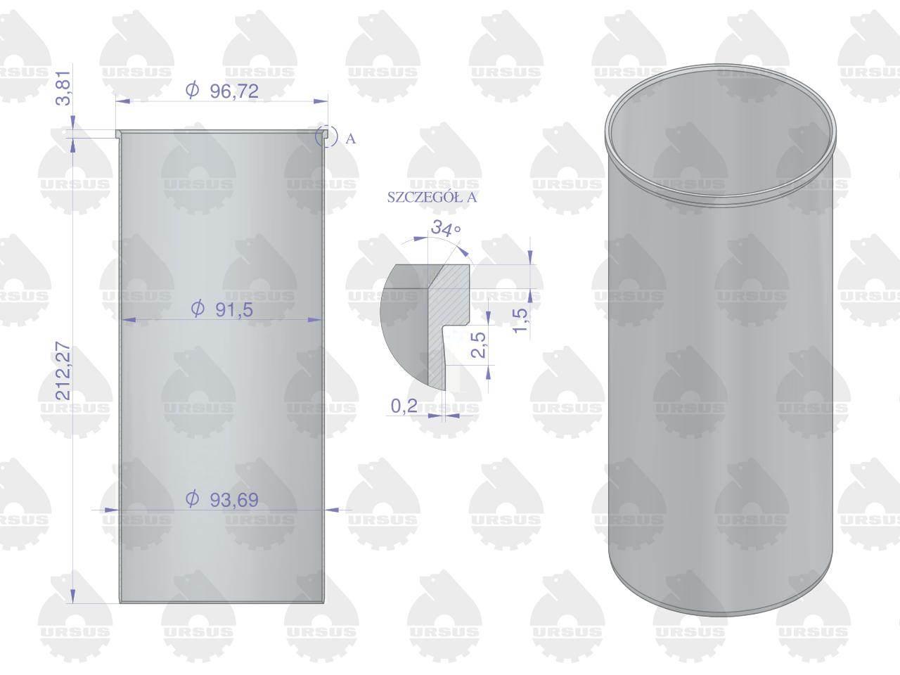Tuleja silnika honowana MF3 ORYGINAŁ URSUS 31358345U - zdjęcie 2