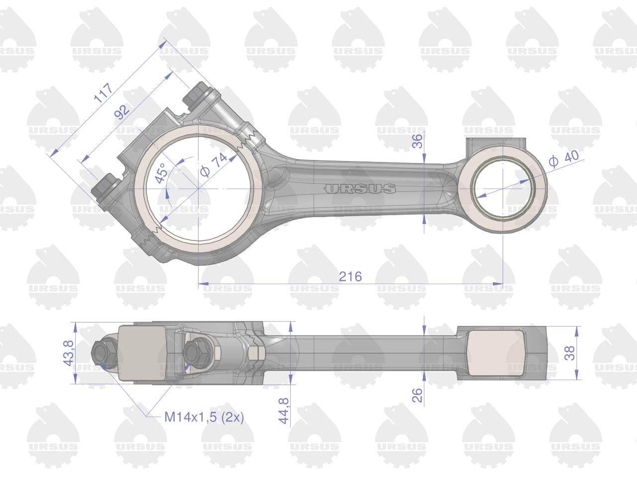 Korbowód C-385 ORYGINAŁ URSUS 89003529U - zdjęcie 2